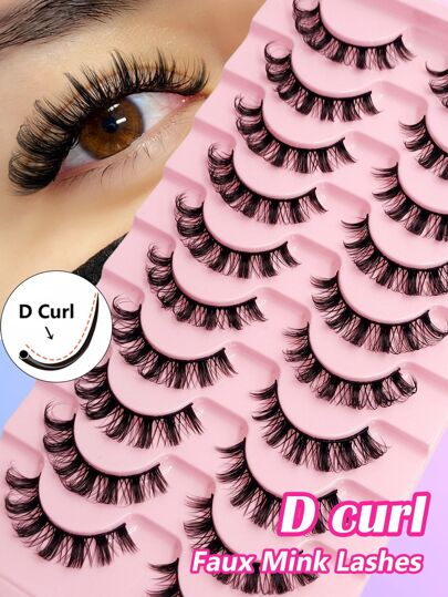 Asiteo 10 Pairs Russian Strip Lashes Fluffy Mink Lashes 3D False Eyelashes Russian Volume Eyelashes Fake Eyelashes Dramatic Messy Mink Lashes Wispy Long Foxy Eye Lifting Look Eyelash Extension Kit Full Eyelash Strip To Lengthen And Volumize The Outer Corner Of Your Eye Beauty Makeup Strip Lashes, Lashes, Eyelashes, Fake Lashes