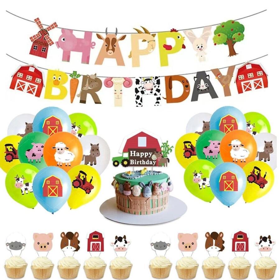 31pcs Farm Themed Birthday Party Supplies - Multicolor - View 1