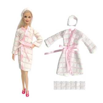 1套30cm白色公主貴族浴巾睡衣+頭箍時尚娃娃服飾,適用於娃娃配件女孩禮物玩具(不含娃娃)