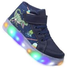 Tenis Infantil De Led Dinossauro Botinha Casual Masculino Meninos