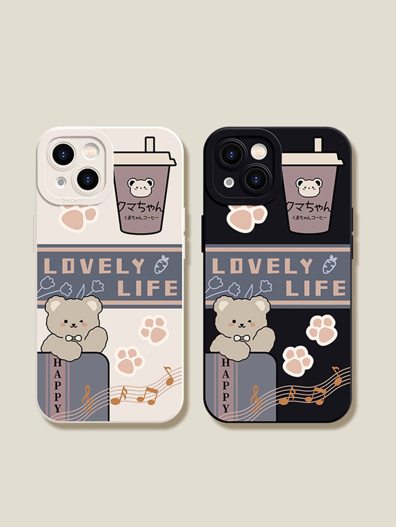 2个卡通熊图案手机壳,国际版,非国内版 - 彩色 - 查看 1