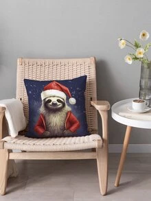 1pc Christmas Themed Digital Printed Pillowcase - Multicolor - View 5