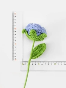 1pc Handmade Knitted Product Rose Shaped Diy Simulated Flower Woolen Thread Craft Decor Gift - Red - View 6