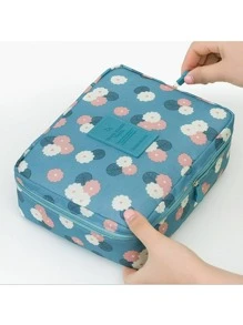 1pc Waterproof Oxford Cloth Floral Print Cosmetic Bag Portable Travel Toiletry Organizer With Multiple Compartments For Daily Use - Multicolor - View 6