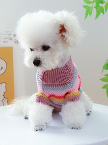 1 Miếng Quần áo thú cưng , Mềm mại Thoải mái Ấm áp Sọc Áo len Sọc đầy màu sắc Áo len Đối với Chó Và Mèo , Mùa thu Và Mùa đông mới - Nhiều màu - Xem 2