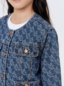 Balabala 1 Miếng Thiếu niên cô gái Đồ họa Chữ cái Giường đôi In Túi có nắp Áo khoác denim Thích hợp Cho mùa xuân Và Mùa thu - Màu xanh lam - Xem 3