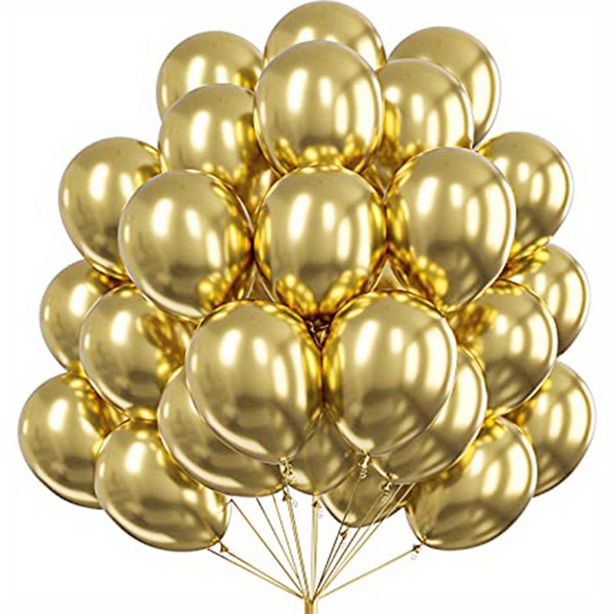 10Pcs 12Inch Color Chrome Metal Round Latex Balloons For Wedding Birthday Anniversary Party Decoration - Gold - View 1