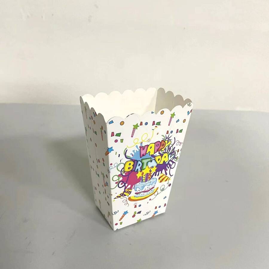 6pcs/bag Decorative Popcorn Boxes - White - View 1