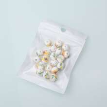 20 cái Hoa In Hạt gốm Đối với DIY Vòng tay & Vòng cổ Làm - Màu vàng - Xem 3