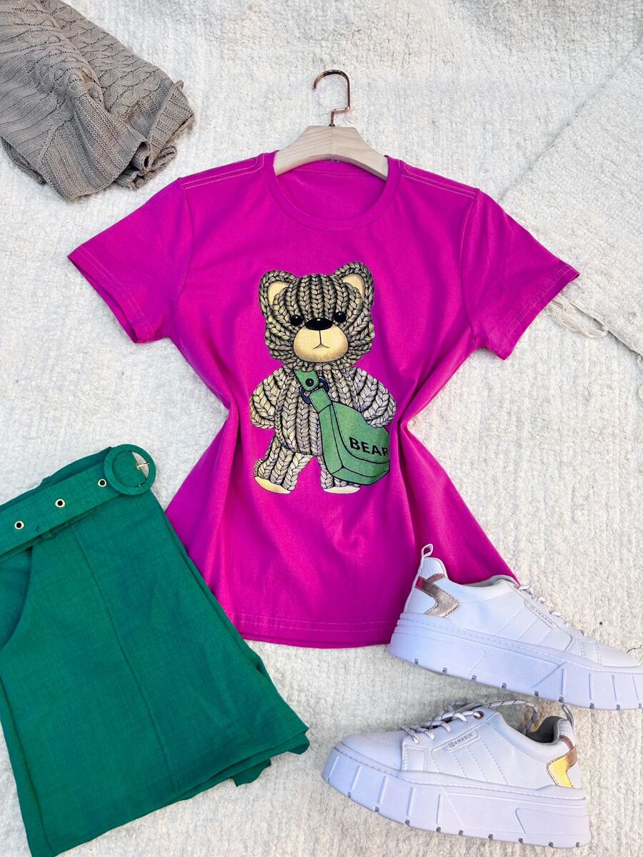 Women T-Shirts - 玫紅色 - 查看 1