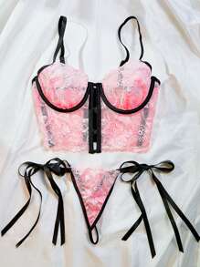 Bộ đồ lót ren gợi cảm - Hồng - Xem 3