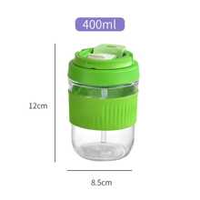 1入組400ml/500ml加厚玻璃隔熱矽膠披套杯，附吸管，旅行攜帶咖啡杯，牛奶杯，防漏，防燙，簡約風格杯子，辦公室或手持杯 - 綠色 - 查看 2