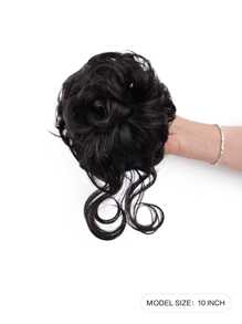 女士凌乱发髻发夹，蓬松高马尾合成卷发发髻接发片，带发夹 - 黑色 - 查看 6