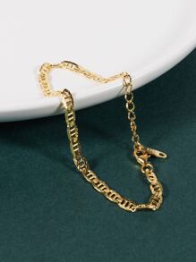 1 Miếng Đơn giản Rộng Bằng phẳng Chuỗi vòng tay , Thích hợp Đối với Của phụ nữ Mặc hàng ngày , Vợ chồng Qủa tặng - Vàng - Xem 3