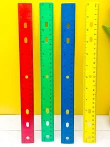 4pcs 12inch/30cm Colorful 6-Hole Ruler, Suit For 3-Hole Loose-Leaf Binder,Rulers - Multicolor - View 1