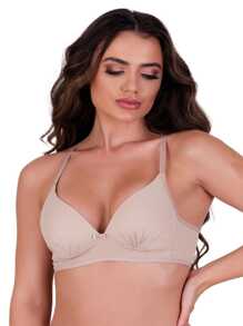 Sutiã com Bojo Molinho com Bojo Flex sem Arco Alça Regulagem - Bege - Visão 1
