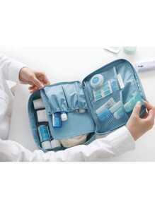 1pc Waterproof Oxford Cloth Floral Print Cosmetic Bag Portable Travel Toiletry Organizer With Multiple Compartments For Daily Use - Multicolor - View 2