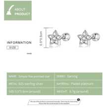 bamoer 1對女性925純銀耀眼星星耳環,小蝴蝶耳釘女孩耳釘精美珠寶 - 銀色 - 查看 7