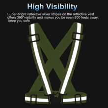 1件戶外調節型安全背心,夜行高亮度反光背心,輕量化騎行安全帶,防水奔跑裝備,反光帶,彈性對角反光帶,適用於戶外運動、健身、騎行、夜跑安全反光帶,男女運動反光背心彈性帶 - 綠色 - 查看 2