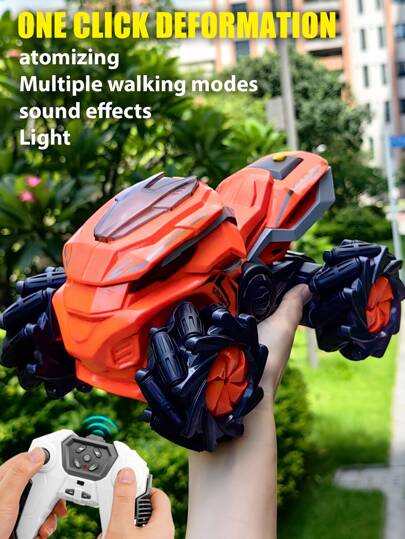 Vehículo De Control Remoto En Tamaño Grande, Vehículo Todo Terreno Transformable Con Diseño Mecánico. Dispone De Un Control Rc Rápido Con Ruedas De Alta Velocidad, Modos De Conducción Múltiples, Transformación Con Un Solo Clic, Luces, Efectos De Sonido Y Aspersión De Humo. Viene Con 11 Modos En Un Solo Control Remoto Y Puede Transformarse En Un Juguete De Coche De Arena O Todoterreno. Gran Regalo Para Niños Como Regalo De Cumpleaños O Navidad. (los Colores De Los Pequeños Accesorios Serán Aleatorios)