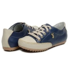 Women's Comfortable Casual Mocatenis Sneakers With Lace-Up Adjustment - 藏蓝色 - 查看 3