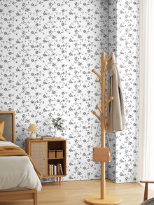 1卷自粘pvc花紋壁紙,防水,防潮,適用於傢俱,櫥櫃,衣櫥裝修,歐式花卉印花壁紙,適用於客廳,臥室,家居裝飾 - 黑與白 - 查看 9