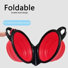 二合一狗碗便携式可折叠宠物双碗可折叠硅胶水碗适用于狗狗户外旅行幼犬食物容器