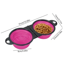 二合一狗碗便携式可折叠宠物双碗可折叠硅胶水碗适用于狗狗户外旅行幼犬食物容器
