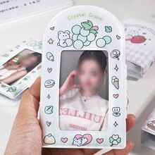 3 Inch Kawaii Photo Album,14 Sheets Double Sided PVC Sleeves,Bear Rabbit Postcards Organizer Collect Book - White - View 2