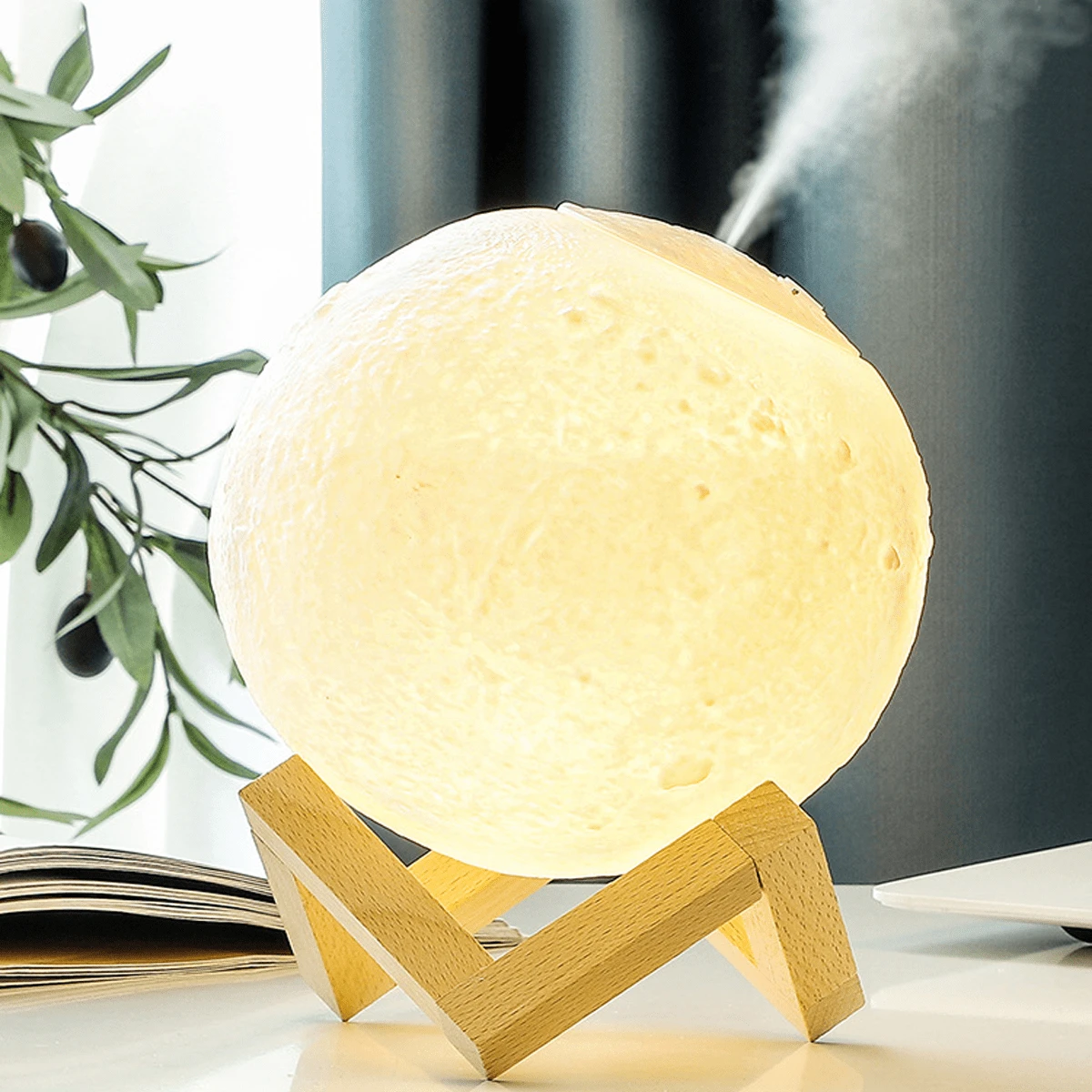 Humidificador Forma Luna 13cm, 880ml, Lámpara 3D Aromaterapia, Difusor De Aceites Senciales - L - Ver 1