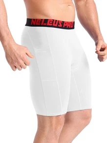 NELEUS Men's 3 Pack Running Compression Shorts With Pockets - black,grey,white#3 - View 8