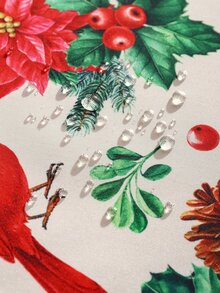 1pc Waterproof Christmas Flower Decoration Table Runner - Red and White - View 2