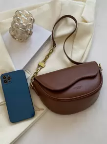 Fashionable Flap Crossbody Bag With Letter Printing And Adjustable Shoulder Strap