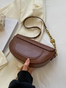 Fashionable Flap Crossbody Bag With Letter Printing And Adjustable Shoulder Strap