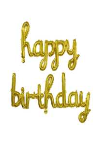 Bộ 2 quả bóng vàng Happy Birthday với chữ cái tiếng Anh thường được kết nối, trang trí cho tiệc sinh nhật, Giáng sinh - Vàng - Xem 4