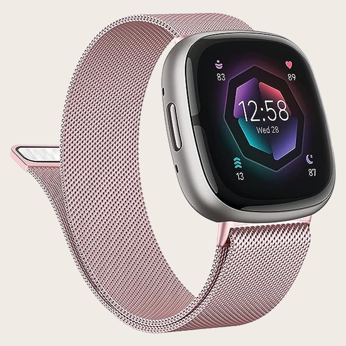 1pc Unisex Stainless Steel Mesh Magnetic Watch Band, Breathable Watch Strap Compatible With Fitbit Versa 4/Versa 3/Sense2/Sense As A Gift For Students Returning To School