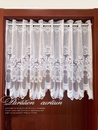 1入白色蕾絲門簾,適用於臥室、廚房、客廳家居裝飾