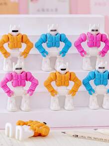 8pcs/set Cartoon Robot Shaped Erasers, Creative Removable Pencil Erasers For Students - Multicolor - View 1