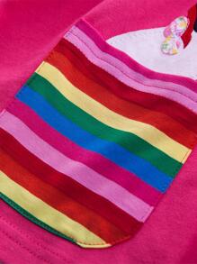 Young Girls' Pink Unicorn Embroidered Dress