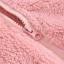 1pc Young Girls' Cute Sporty Casual Plush Pink Coat For Spring, Autumn, Winter - Pink - View 4