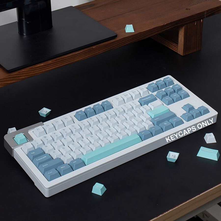 170 键 Shoko 双色注塑键帽 PBT 材质 Cherry 轮廓高度 GMK 风格键帽套装适用于 61/64/68/82/84/87/98/104/108 ANSI/ISO 布局双色注塑通用兼容性 Cherry TTC Gateron JWK Bsun MX 开关机械键盘 - 藍白色 - 查看 1