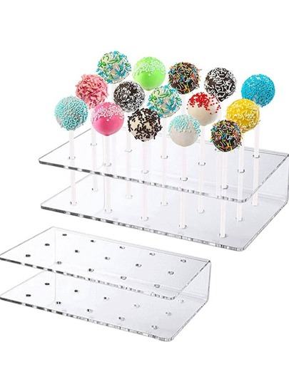 1pc 15-Hole/20-Hole Acrylic Cake Pop/Lollipop Display Stand, Transparent Durable Candy Rack Suitable For Wedding, Party, Birthday, Dessert Display
