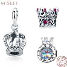 MISEFF MISEFF 1 Pc Sterling Silver Princess Crown Charm Luxury Pendant Elegant For Bracelet Necklace Chains DIY Decoration Jewelry Gift