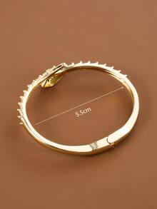 1個豪華純銅鍍金手鍊,鑲嵌方形鋯石和神靈蛇圖案 - 金色 - 查看 3