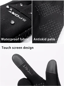 iwarm 1對男式加厚防風防水觸屏駕駛和騎行手套,內層保暖 - 黑色 - 查看 4