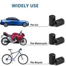 鋁輪胎閥門莖,金屬帶橡膠圓環,防塵套通用適合適用於汽車,,自行車和自行車,卡車,摩托車金屬 - 黑色 - 查看 10