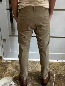 Calça Em Alfaiataria Masculina De Sarja Premium Cor Caqui - Caqui - Visão 2