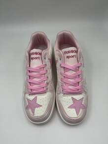 Giày Skate họa tiết ngôi sao nữ, giày thể thao ngoài trời - Màu Hồng baby - Xem 1