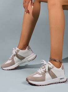 Scarpe da allenamento vintage color farina d'avena per donne, scarpe da corsa casual morbide e traspiranti