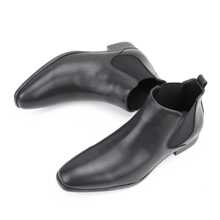 Men's Slip-On Dress Chelsea Boots - Minimalist Work Black Ankle Dress Boots, British Style - Black - View 2